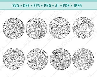 Flower Frame SVG, Wreath SVG file, Flower Wreath svg, Offset circle Svg, Flower Monogram frame, Wreath cut file, floral Wreath svg, vector