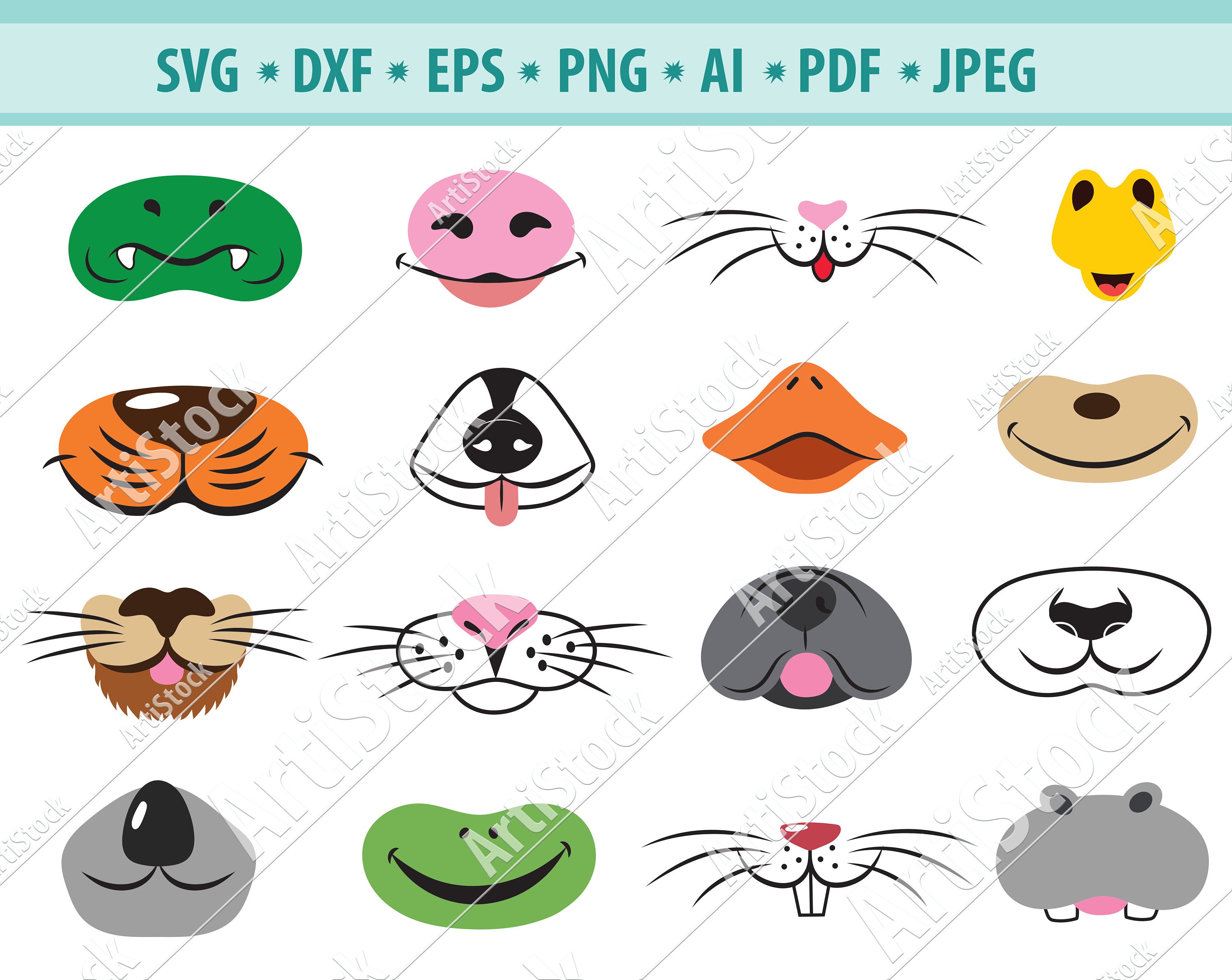 Download Animal Faces Svg Face Mask Svg Funny Pets Mouth Svg Emoji Etsy