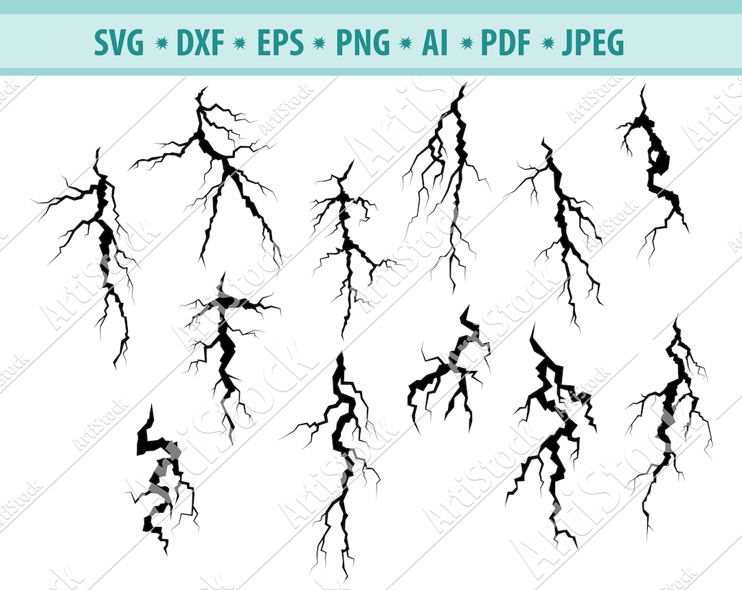 Cracks Digital Clipart, Cracks Svg, Lightning SVG Instant Download ...