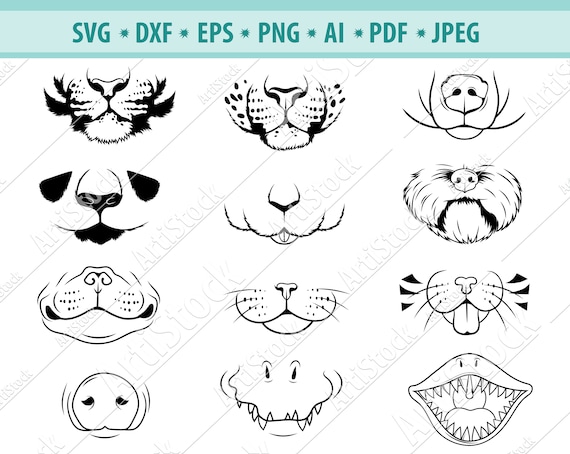 Download Animal Faces Svg Face Mask Svg Funny Pets Mouth Svg Emoji Etsy