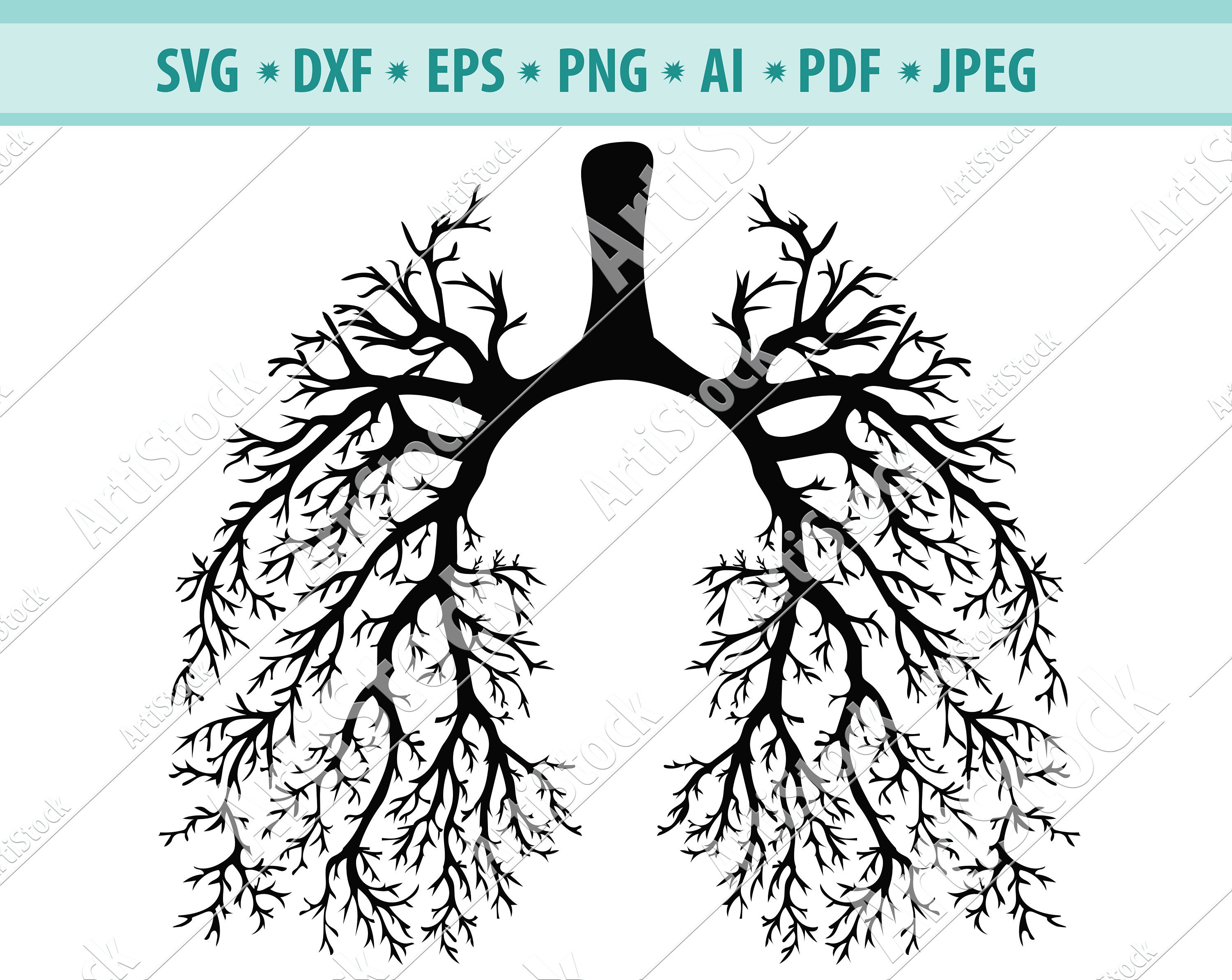 Download Human Lung Svg Lungs Svg Flowery Human Lung Silhouette Etsy
