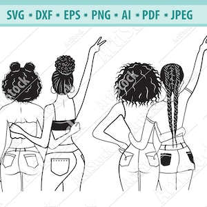 Best friends Svg, Afro Girl Best Friend Svg, Besties Svg, Best girlfriends Svg, Friends forever Svg, Female friendship Svg, Cricut, Eps, Png