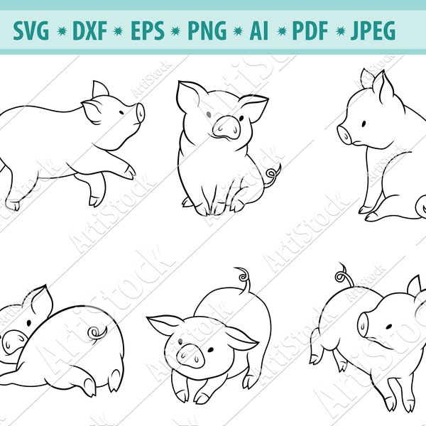 Pig SVG, Pig Lover SVG, Mini Pig Svg, Cute Pig svg, Baby pig svg, Pig face svg, Farm Animal Svg, Svg cut files, Silhouette, Eps, Dxf, Cricut