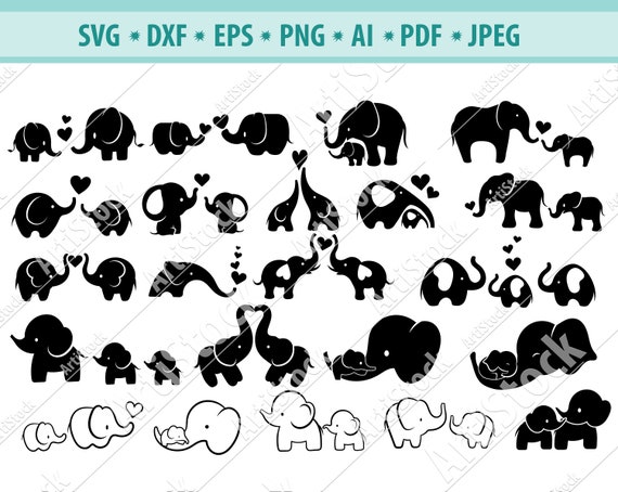 Download Elephants Svg Mother And Baby Elephant Svg Cute Elephant Etsy