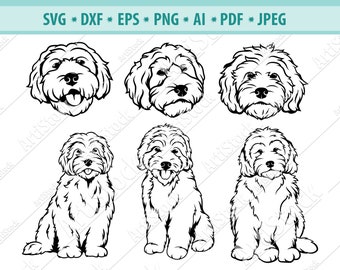 Goldendoodle SVG,  Dog Silhouettes, Dogs SVG,  Digital Cutting File, Vector file, File For Cricut, Instant Download Svg, Dxf, Jpg, Eps, Png