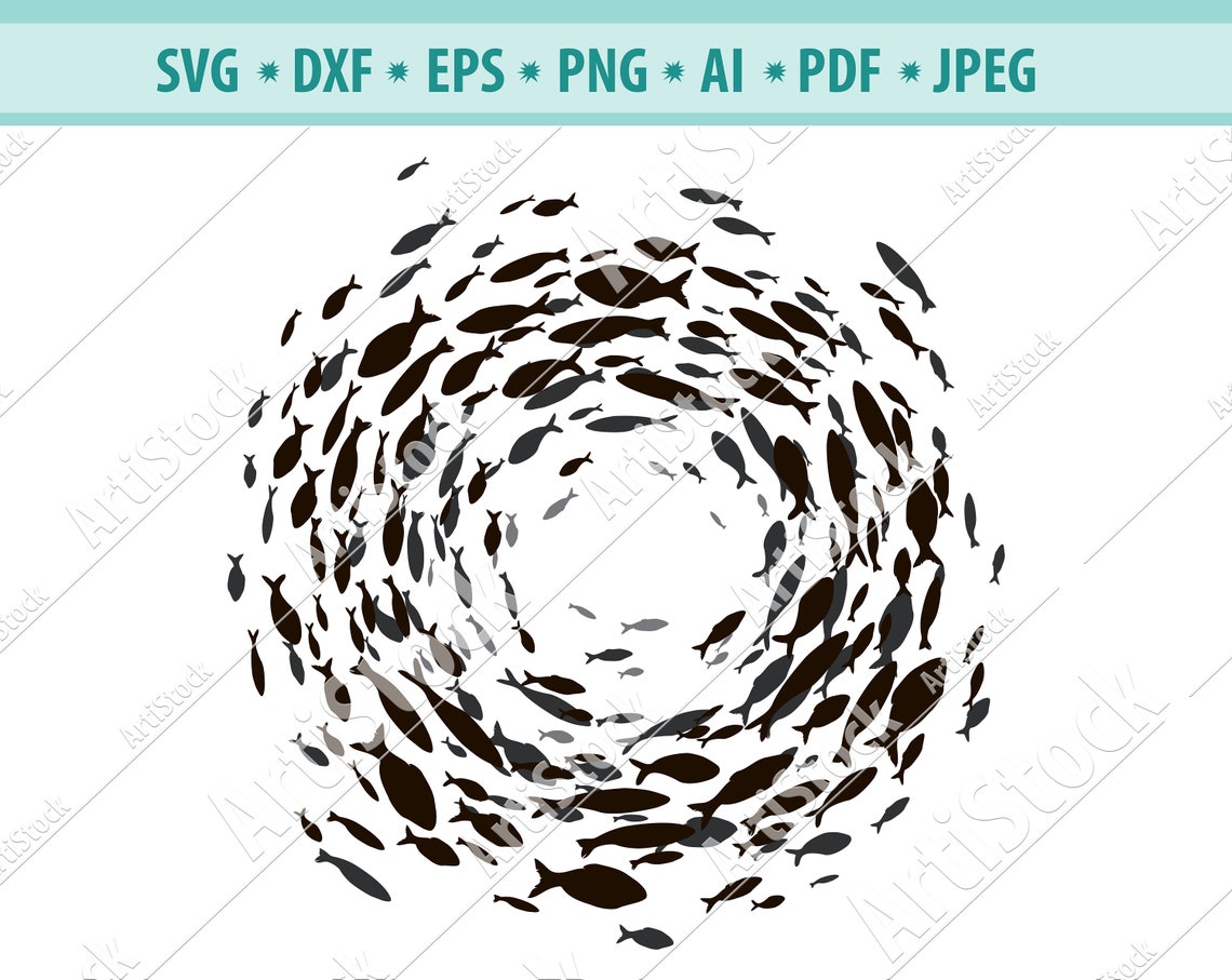 School of Fish. Group of Fishes. Vector Fish Logo. Black - Etsy