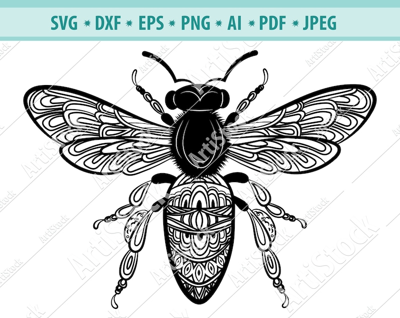 Download Clip Art Bee Cut Files Bee Clipart File For Cricut Bee Shirt Design Zentangle Svg Bee Svg Files Mandala Svg Designs Bee Decal Bee Mandala Svg Art Collectibles
