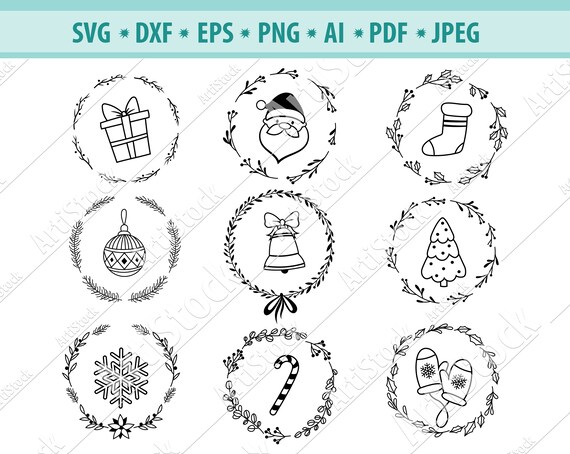Christmas wreath svg, Christmas svg Svg, Holiday svg, Snow wreath svg, Snowflakes svg, New year svg, Xmas clipart, Christmas Monogram Frame