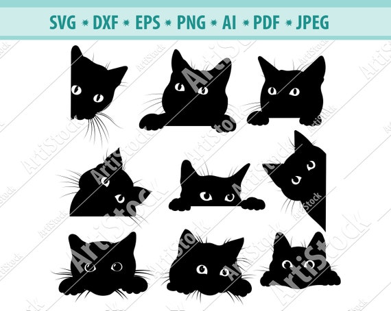 Download Cat Svg Black Cat Svg Peeking Cat Clipart Peeping Cat Svg Etsy