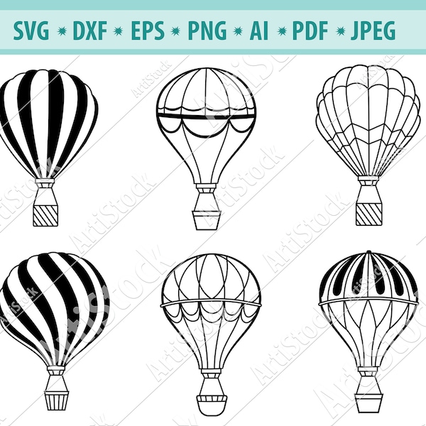 Air balloon Svg, Hot Air Balloon SVG, Air Balloon svg, Adventure Svg, Ballon Clipart, Air Cut File, Air Balloon Outline Svg, Silhouette, Eps