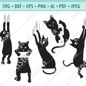 Funny cat Svg, Screeching cat Svg, Falling cat Svg, Black cat Svg, Funny cat clipart, Peeking cat Svg, Vector file, Svg File for cricut, Eps