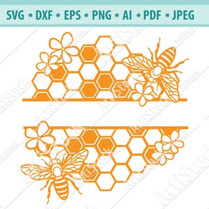 Bee SVG, Queen Bee Svg, Honey Svg, Bee logo, Bee Clipart, Honeycomb Svg, Bee File for Cricut, Cut File For Silhouette, Dxf, Png, Eps, Vector