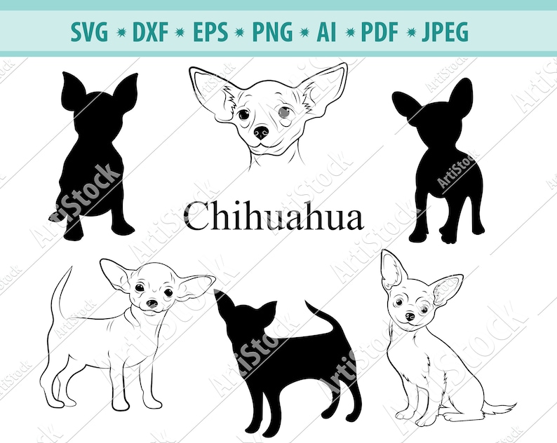 Download Dog Silhouettes Svg Graphic Design Png Chihuahua Svg Svg Eps Dxf Cricut Cut Vector Svg Jpg Instant Download Digital Cutting File Clip Art Art Collectibles Lifepharmafze Com
