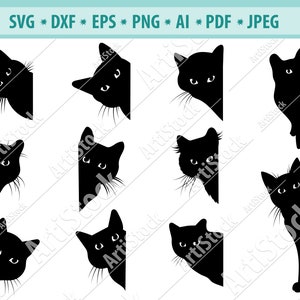Chat SVG, svg chat noir, clipart chat voyeur, voyeur SVG, chat Halloween svg, silhouette cricut, clipart chat coupe fichiers de coupe, sticker chat
