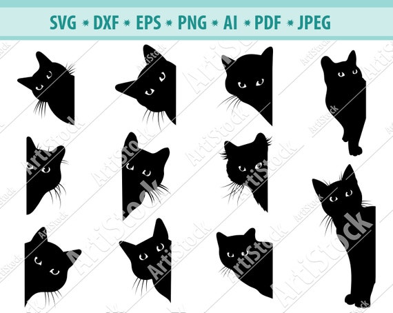 Download Cat Svg Black Cat Svg Peeking Cat Clipart Peeping Cat Svg Etsy PSD Mockup Templates