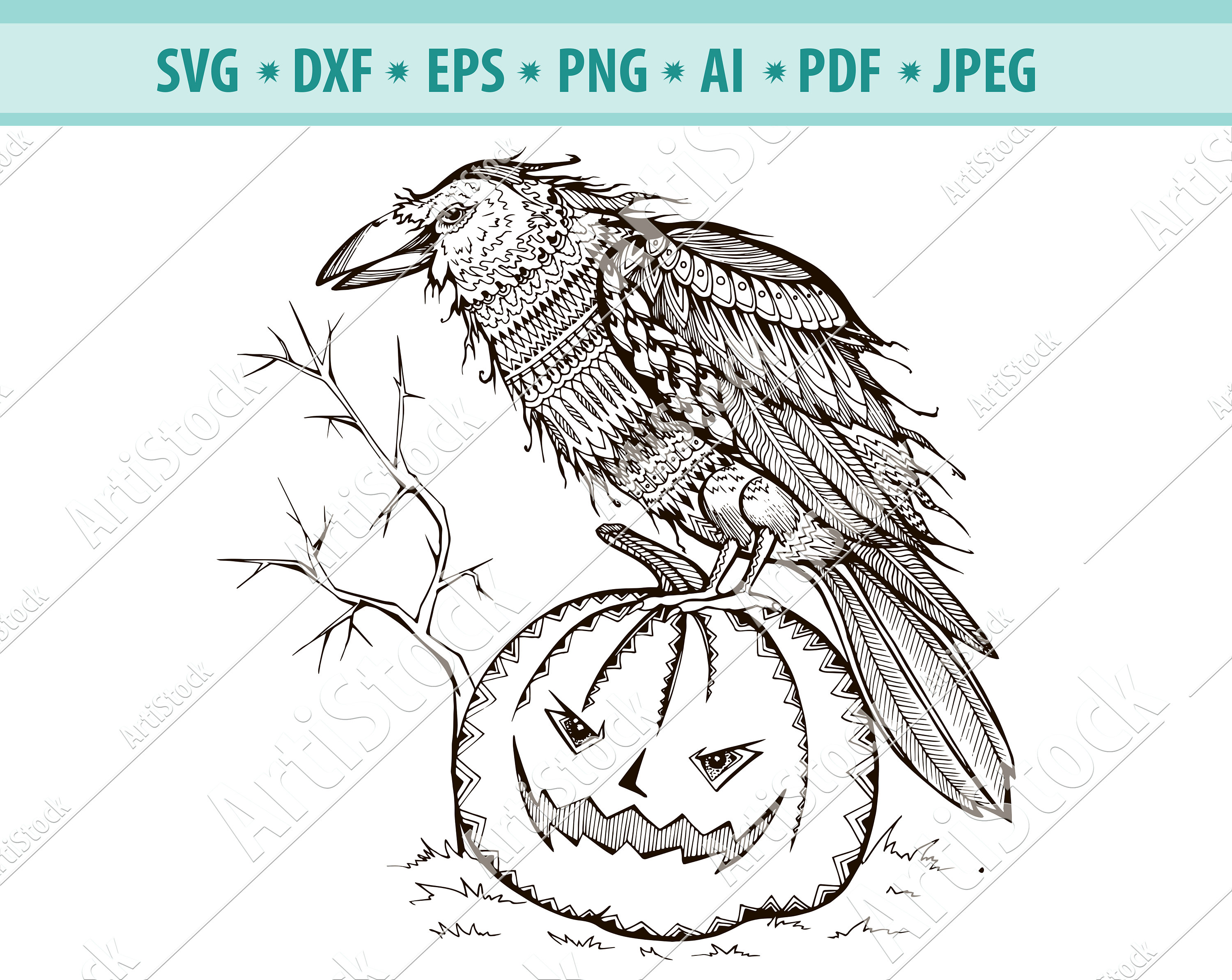 Download Raven Svg Crow Zentangle Svg Raven Clipart Raven Files For Etsy