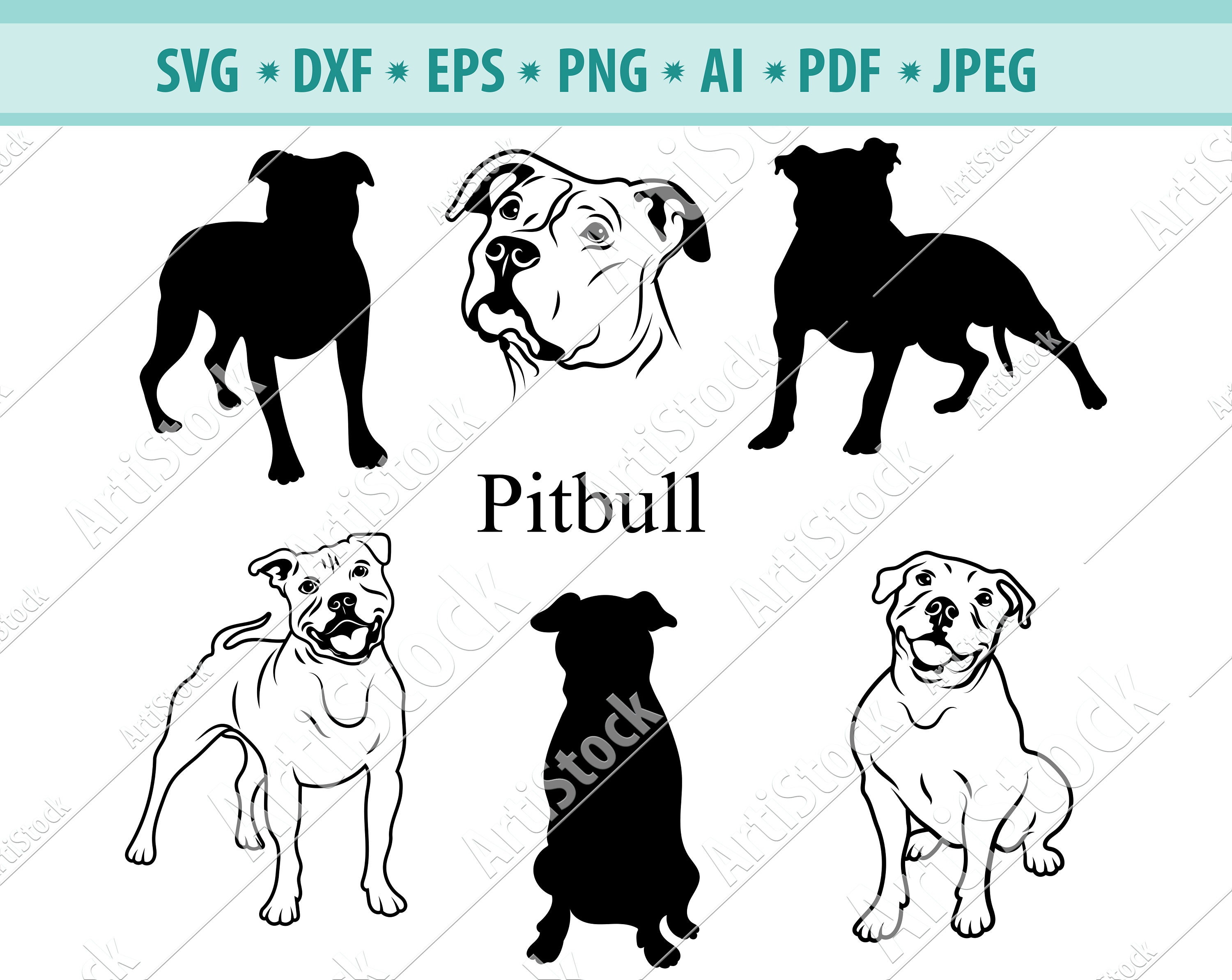 Download Pitbull Svg Pitbull Silhouette Svg Dog Svg Digital Etsy