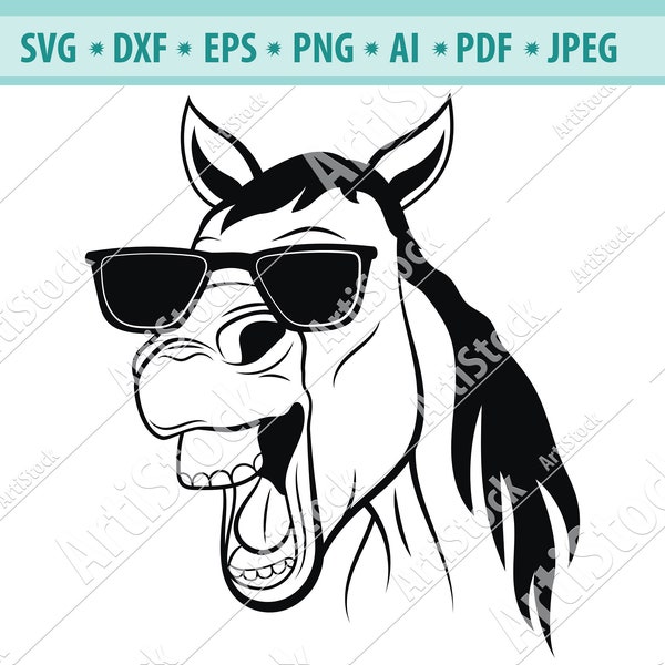 Horse in glass svg, Horses Svg, Horse files cut for cricut, Portrait of horse png, Smiling horse png, Animals Svg, Silhouette file, Cricut