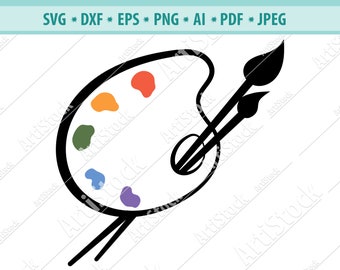 Artist Paint Palette SVG, Paint, Brush, Artist, Palette, vinyl and craft cutting, Paint Brush Svg, Svg Files for Cricut, digital download