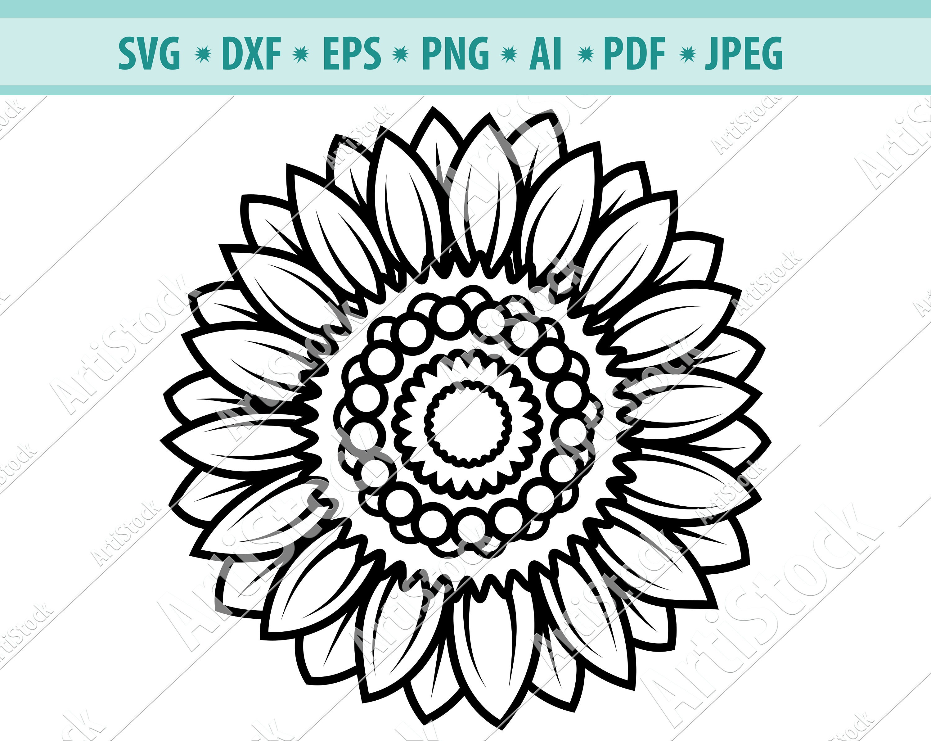 Download Sunflower Svg Sunflower Silhouette Sunflower Clipart Sunflower Etsy