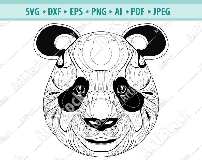 Zentangle Panda SVG Mandala Panda SVG Panda for cricut | Etsy