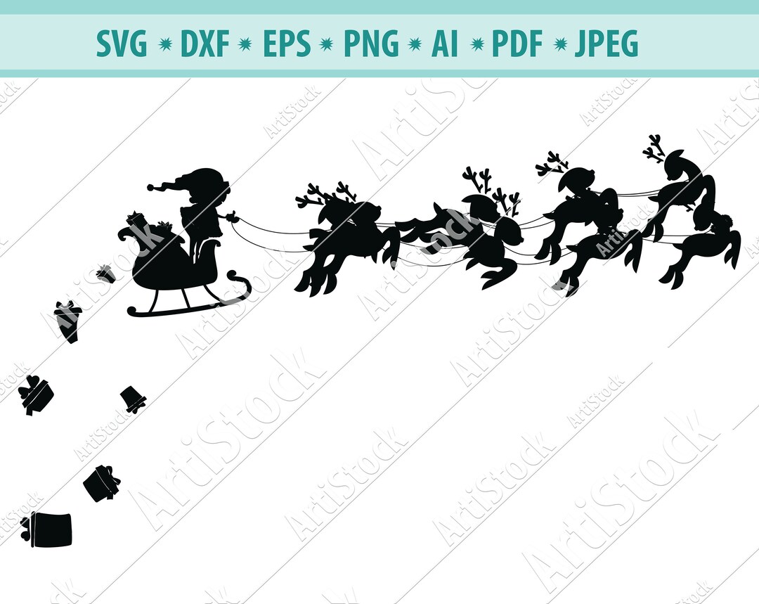 Christmas SVG, Santa Sleigh SVG, Christmas Reindeer Svg File, Rudolph ...