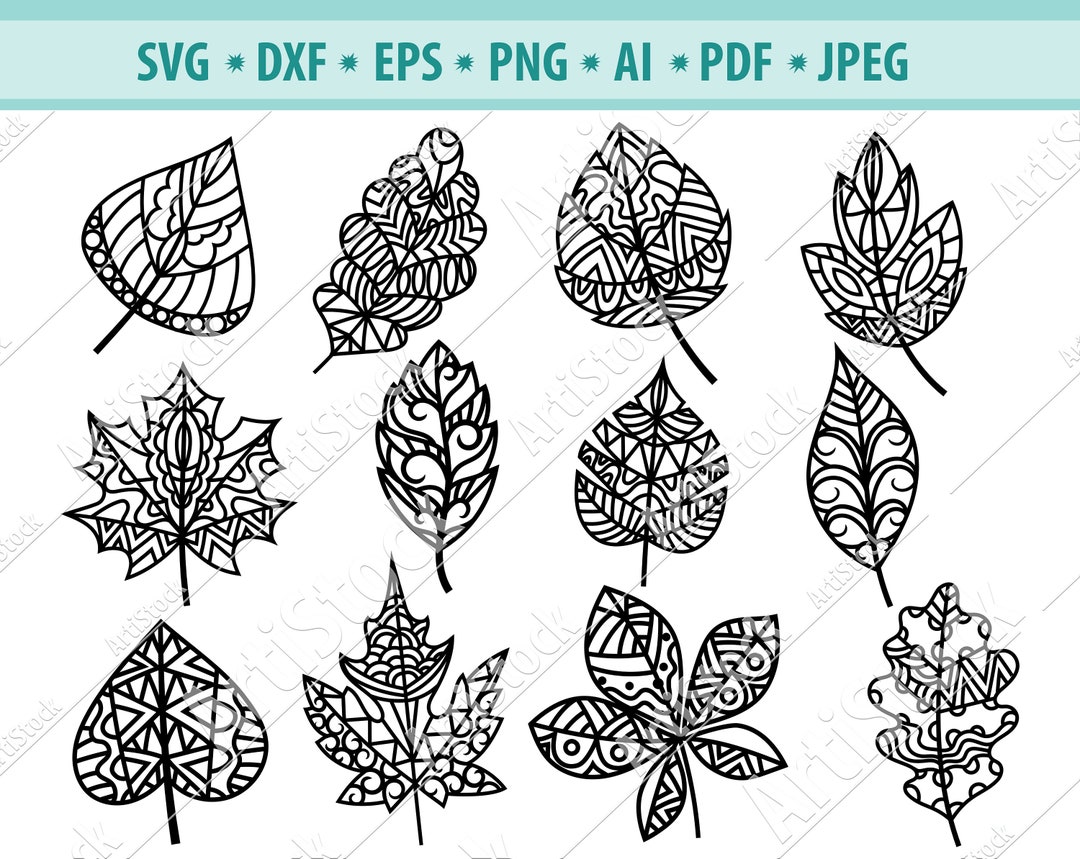 Blatt Svg Datei, Mandala Blatt Svg, Zentangle Blätter Svg, Herbst Svg