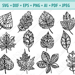 Leaf Svg bestand, Mandala blad Svg, Zentangle verlaat Svg, Herfst Svg, Fall Leaves Svg, Maple Leaf svg, Boho Svg, Bestand voor cricut, Png, Eps, Dxf