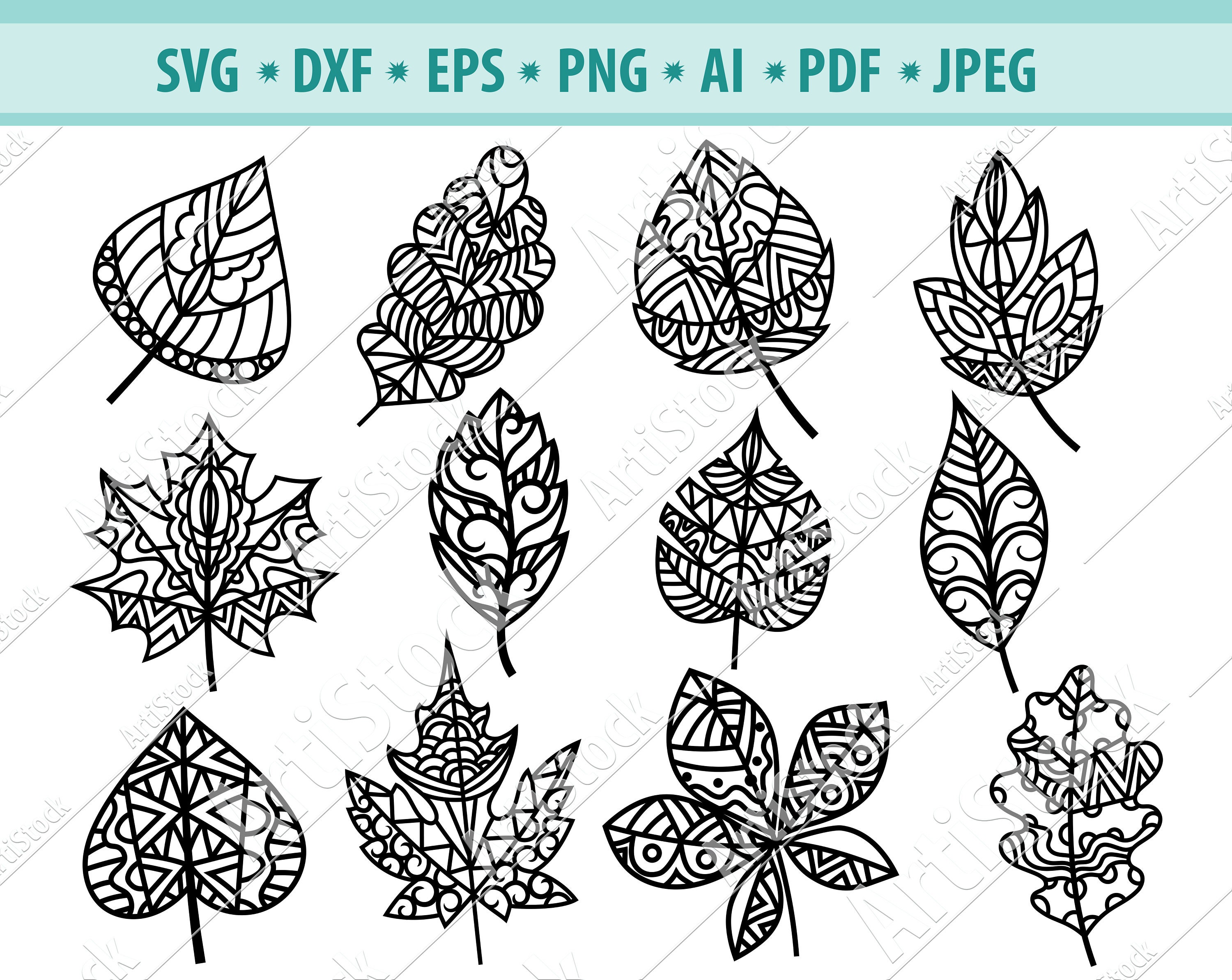 Leaf Svg File, Mandala Leaf Svg, Zentangle Leaves Svg Leaf Svg File, Mandala Leaf Svg, Zentangle Leaves Svg