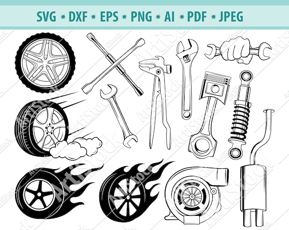 Tire Fitting Svg, Mechanic Car Tools Svg, Car Repair Svg, Auto Parts Svg,  Flame Tire Svg, Wheel Svg, Rim Engine Svg, Cur Files, Silhouette 