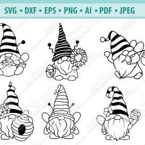 Bee Gnome Svg, Spring Gnome svg, Bumble Bee Gnomes Svg, Gnome clipart, Bee Kind Svg, Honey Svg, Gnome met zonnebloem Svg, Eps, Dxf, Vector
