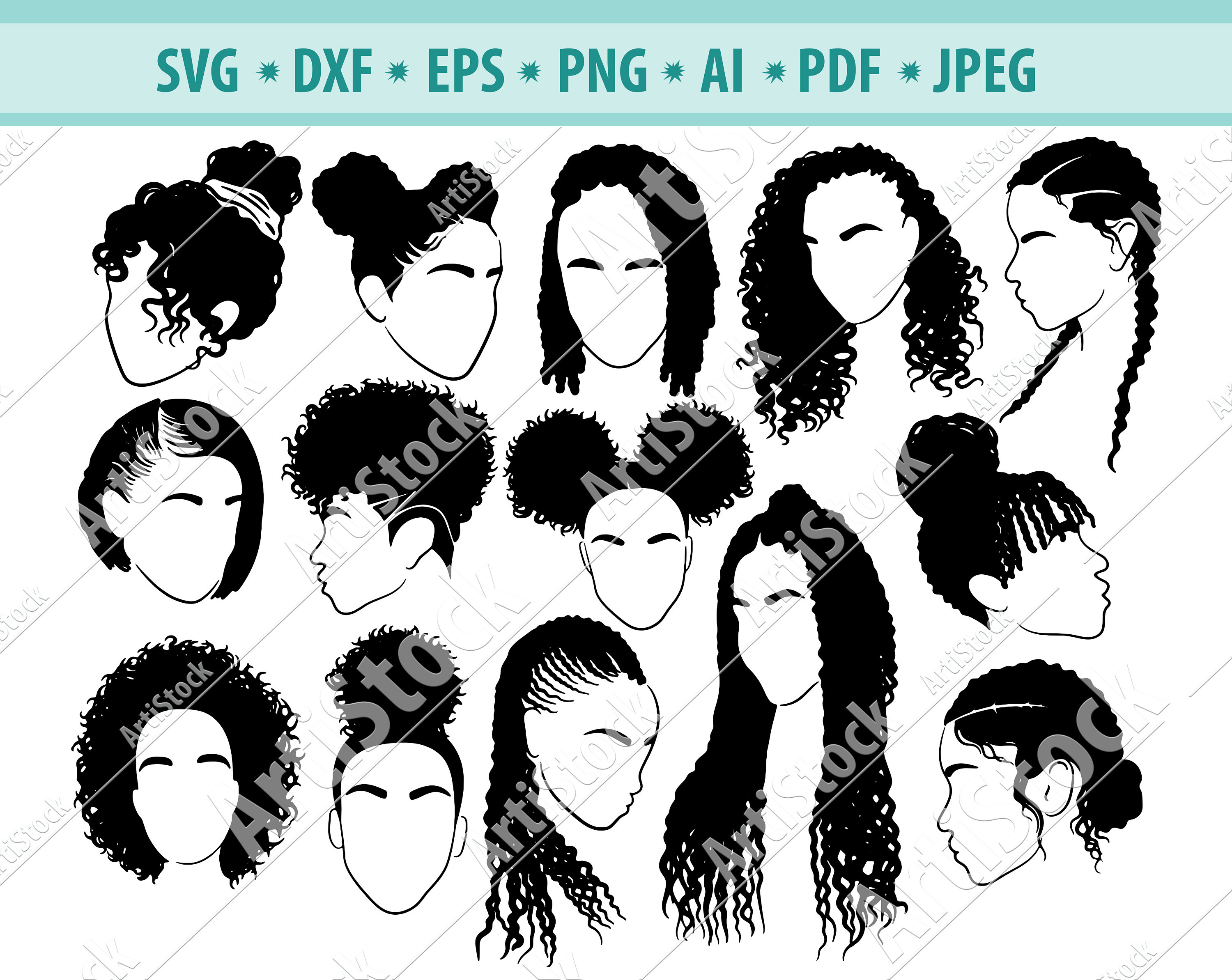 Afro Hairstyles Svg Black Woman Bundle Svg Hair Dreadlocks Etsy