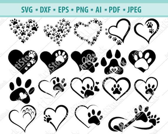 Download Dog Paw Heart Svg Paw Bundle Svg Paw Print Svg Dog Svg Etsy SVG, PNG, EPS, DXF File