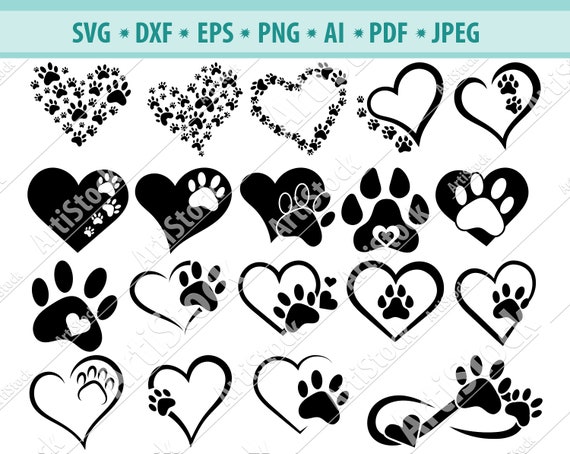 Dogs Leave Paw Prints on Your Heart Cut File for Silhouette -  Israel