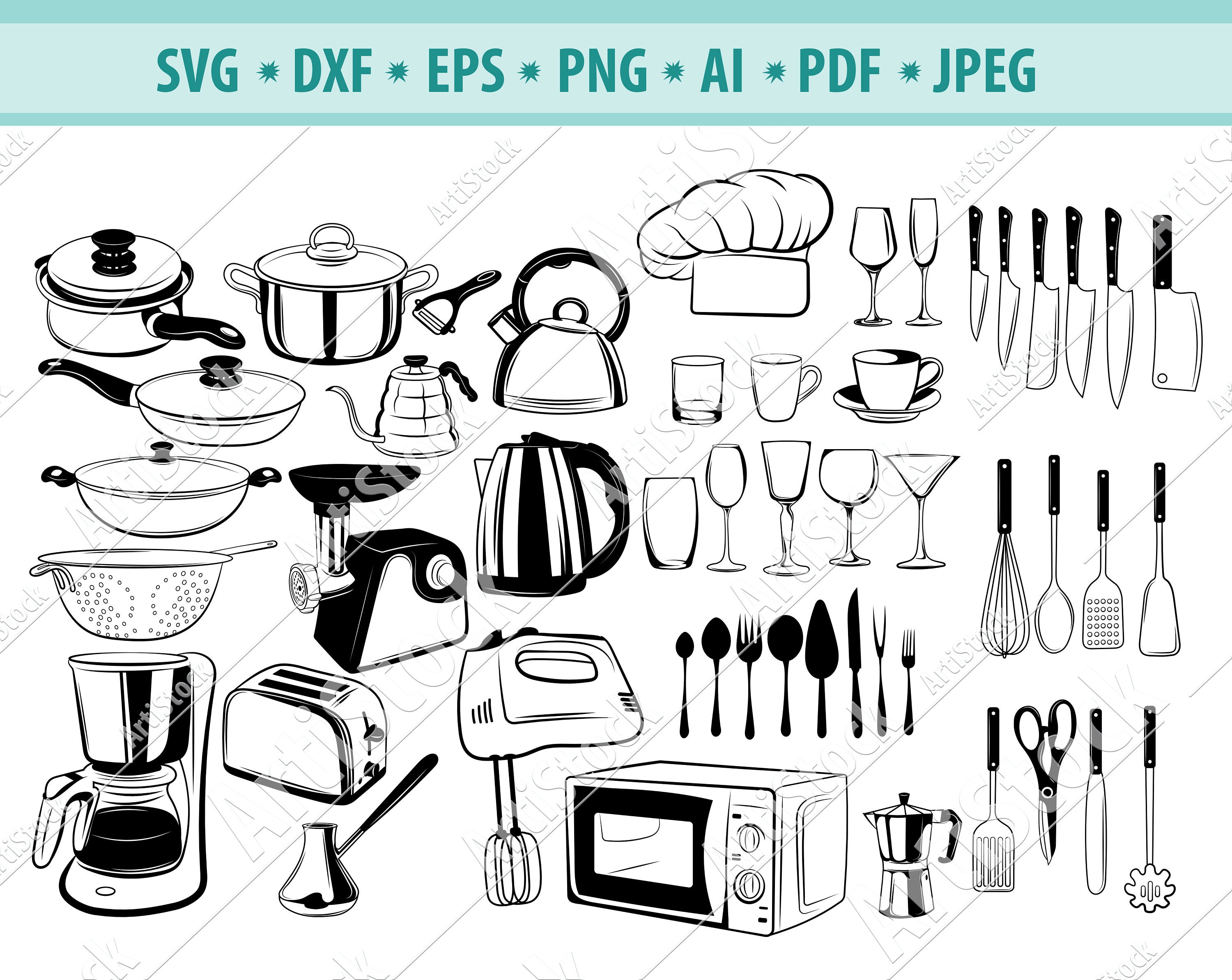 Kitchen Svg Cooking SVG Kitchen Appliances Clipart Kitchen Etsy