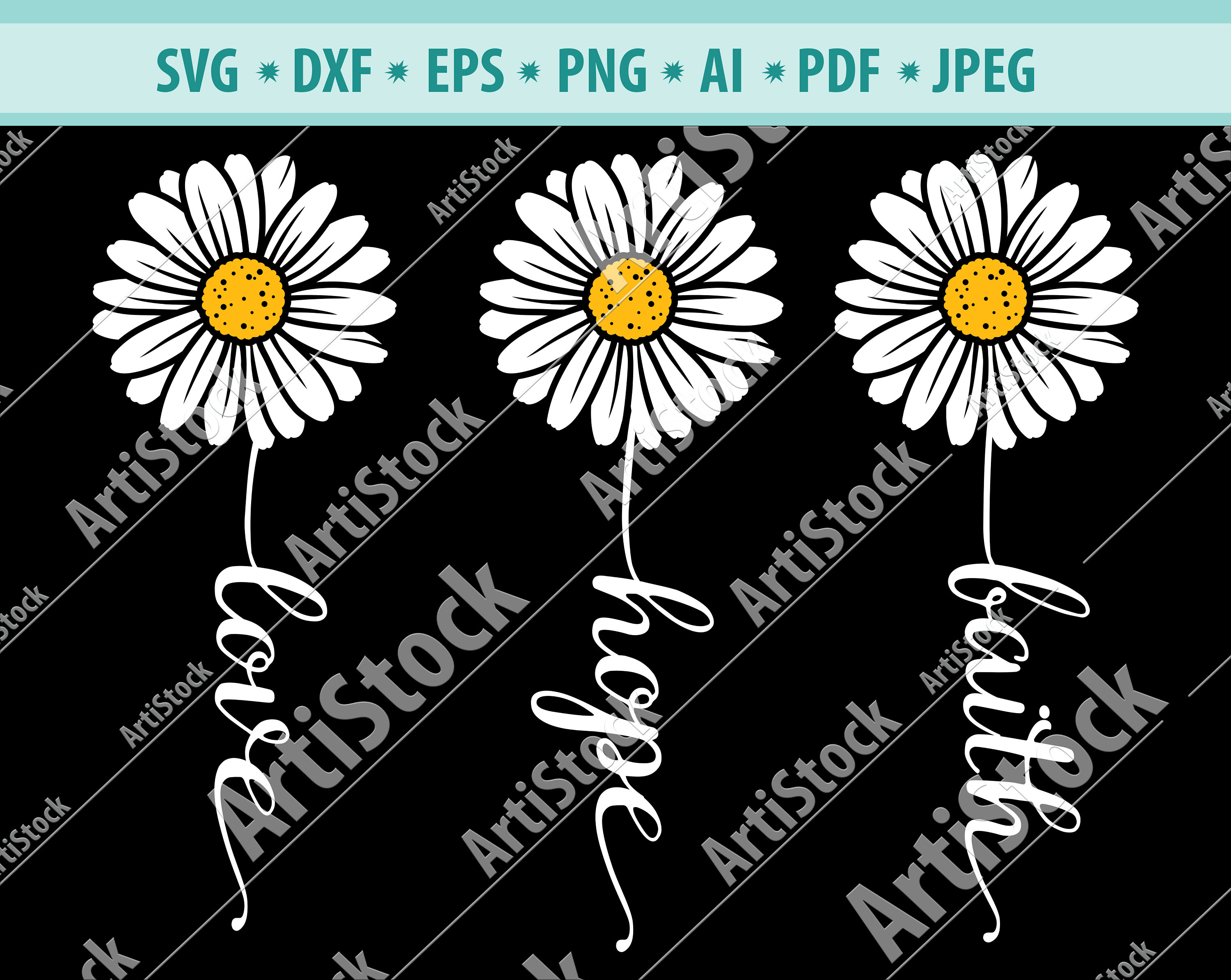Daisy flower SVG Daisy Monogram Svg Flower Svg Daisy | Etsy