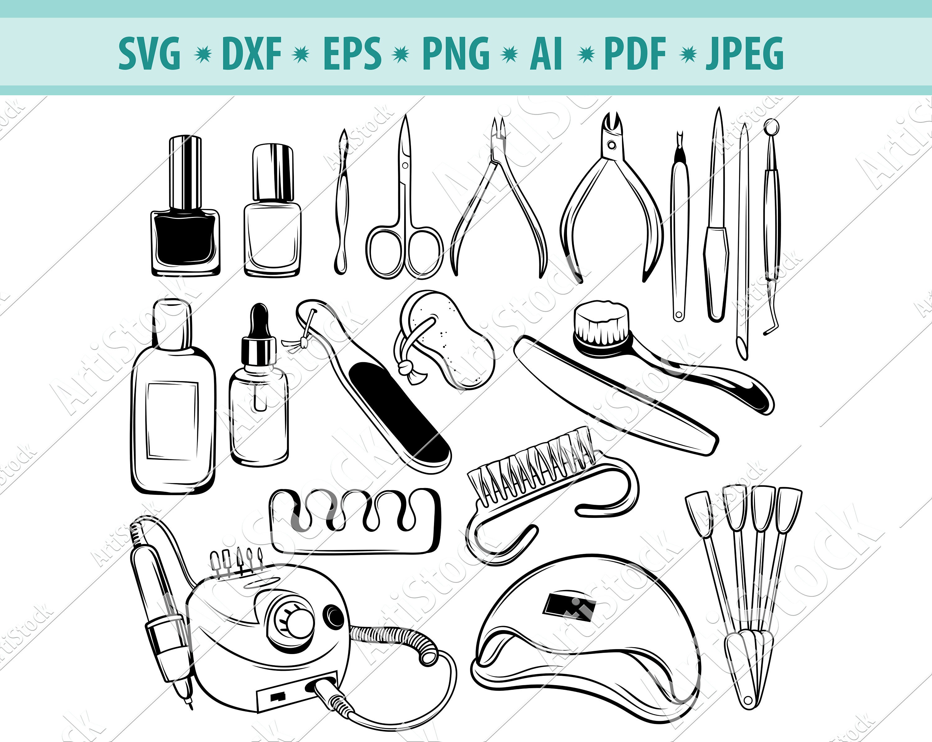 Manicure tools svg Nail Manicure Clipart Beauty industry Etsy