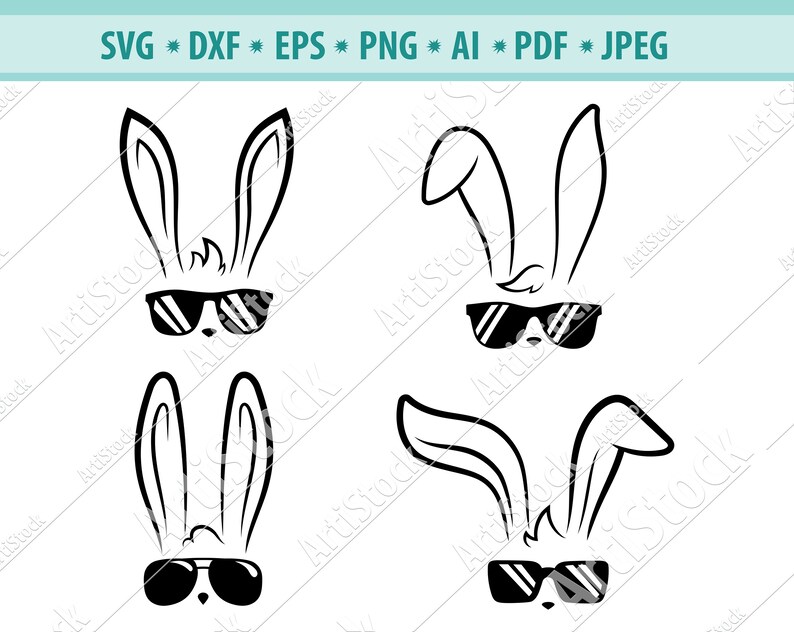Bunny Face Svg Rabbit Svg Rabbit With Sunglasses Bunny Svg - Etsy