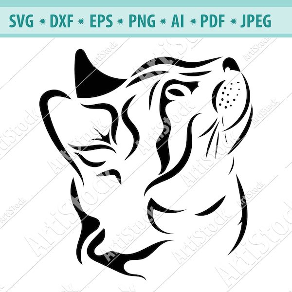 Cat SVG File, Stylized Cat Silhouette Svg, Png, Dfx, Cat Image, Line Art Cat Clipart, Cat Vector Image, Silhouette Files, Cricut Cut Files