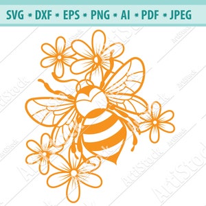 Bee SVG, Queen Bee Svg, Honey Svg, Logo Bee, Bee Clipart, Honeycomb Svg, Bee File for Cricut, Cut File For Silhouette, Dxf, Png, Eps, Vector