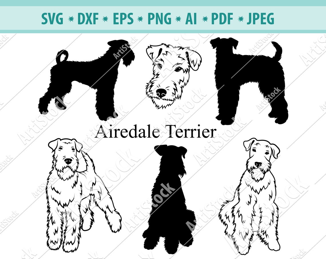 Airedale Terrier SVG Airedale Terrier Silhouette SVG Dog - Etsy