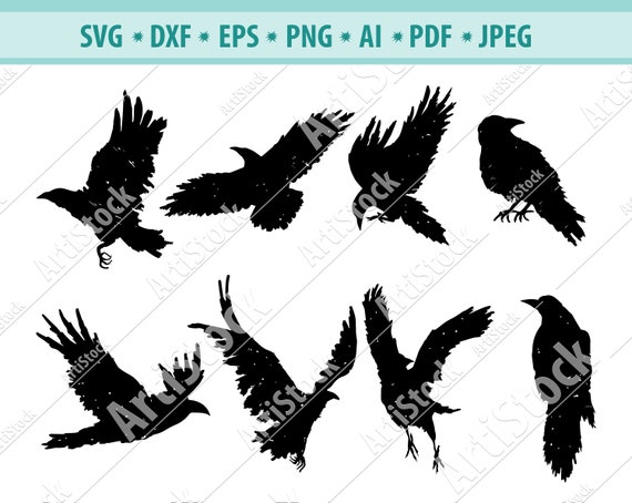 Prints Raven Bird SVG File Raven png Bird svg Raven Clipart Flying ...