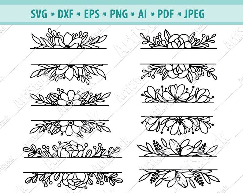 Download Eps Wedding Border Flower Border Svg Floral Monogram Cut File Flower Monogram Flower Svg Split Monogram Dxf Floral Arrangement Svg Clip Art Art Collectibles