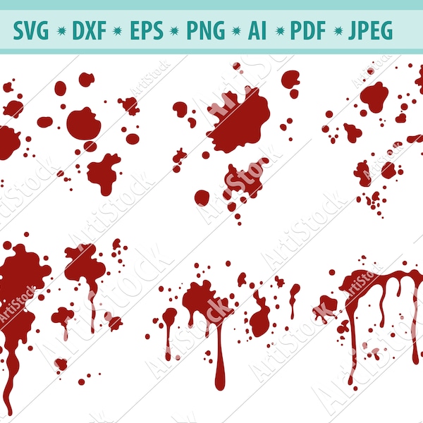 Blood Spots Svg, Bleed Svg, Bleeding Wound Svg, Blood Clipart, Blood Splash Svg, Liquid Drop Paint Svg, Svg file for cricut, Eps, Dxf, Png