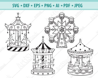 Carousel Svg, Christmas Carousel Svg, Carousel horse Svg, File for cricut, Merry Go Round Horse Svg, Ferris wheel Png, Amusement Svg, Vector