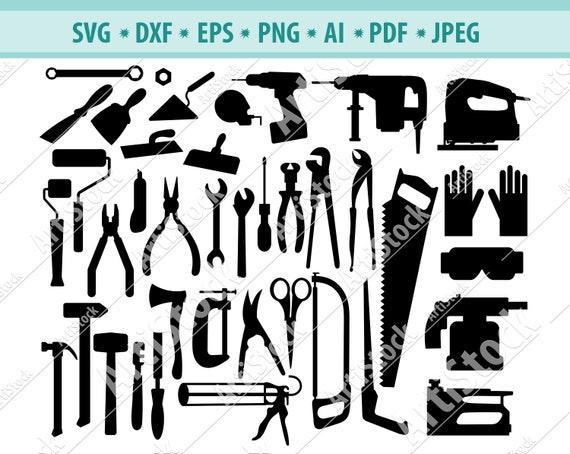 Worker Tools Set Svg Construction Tool Svg Building Tools Svg Digital Cut File For Silhouette And Cricut Svg Dxf Jpg Eps Png Vector