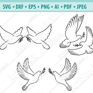 Dove SVG, Pigeon Svg, Bird SVG, Dove Clipart, Couple pigeon svg, Dove Cut Files, Silhouette cameo, Files for Cricut, Vector, Svg, Dxf, Png