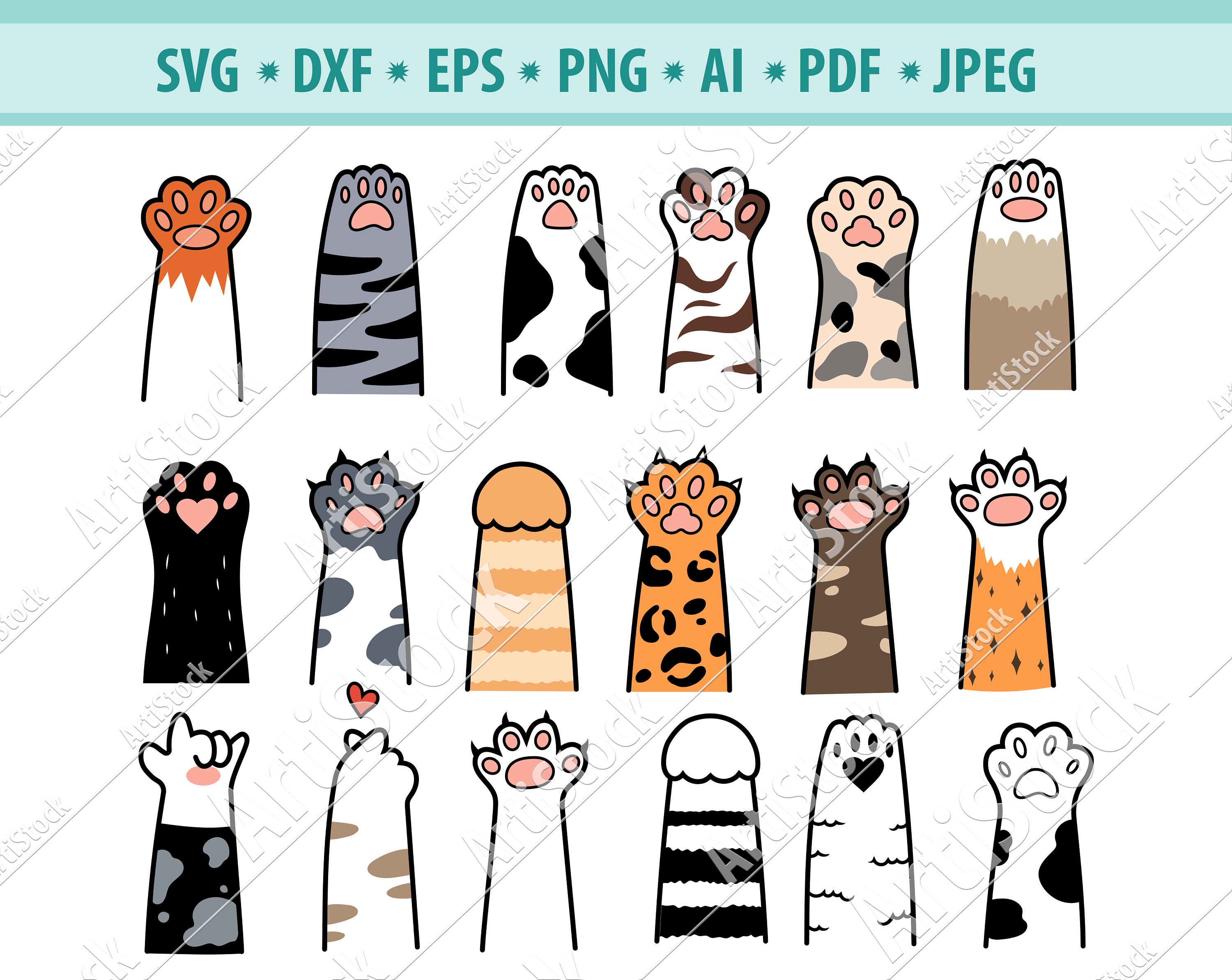 Cartoon Cat Paws - Etsy Cartoon Cat Paws - Etsy