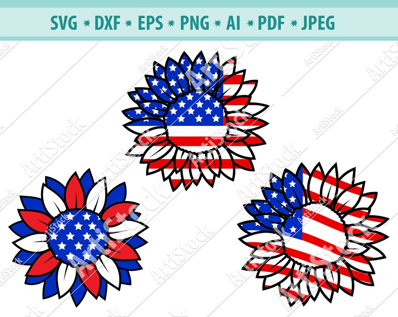 Download Patriotic Sunflower Svg Sunflowers Svg File Usa Svg Etsy