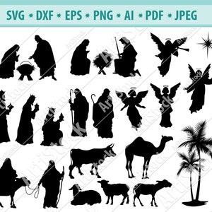 Nativity SVG, Nativity Scene SVG, Kerstmis SVG, vakantie decoratie decal, Jezus baby SVG, Nativity Cricut, silhouet bestanden SVG DXF png jpg